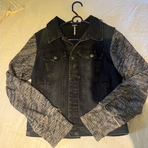 Free People Black and Gray Denim Jacket